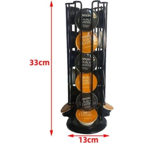 24Cups Black Coffee Pod Holder For Dolce Gusto Capsule Display Capsule Rack Stainless Steel Tower Stand Storage Shelves 2021