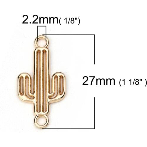 DoreenBeads Zinc Based Alloy Connectors Cactus Plant Gold Silver Color Jewelry Accessories 27mm(1 1/8") x 13mm( 4/8"), 20 PCs
