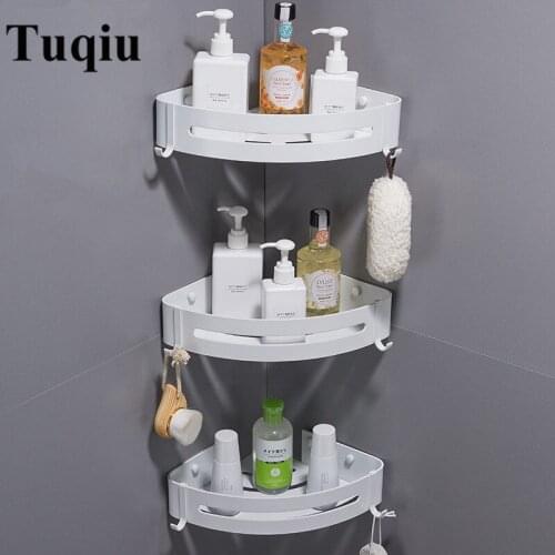 Nail Free Light Space Aluminum Bathroom Shelves Wall Mounted Bathroom Shelf Bathroom Storage Rack Easy to Install