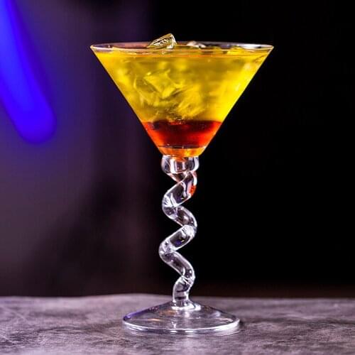 Crystal glass spiral martini glass spring-shaped cocktail glass triangle glass creative martini glass