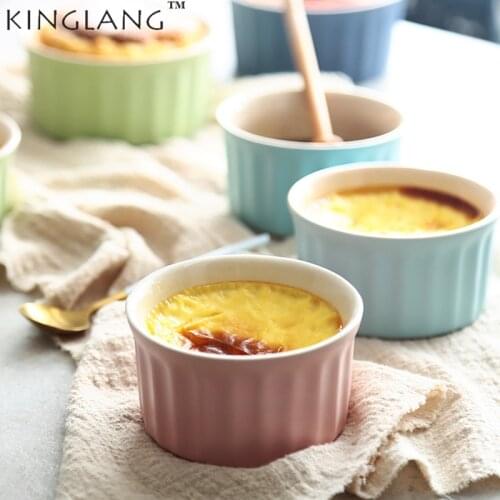 KINGLANG Ceramic Creative Souffle Baking Cup Mini Baking Mold Oven Special Baking Cup Pudding Tableware