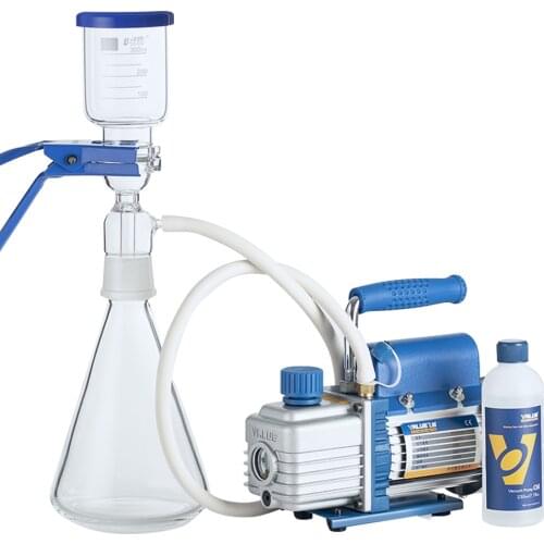 YUEWO Lab Equipment Kit Sand Core Filter Unit 1000ml With Vacuum Pump Suction Filter Device Solvent Filter for Vacuum Tube