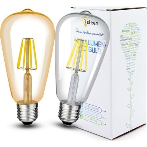 E27 4W 8W 12W 16W Retro Edison Filament COB LED Bulb Vintage Ball Light 220V ST64 Lamps Cool Warm Lighting Replace Light Bulbs
