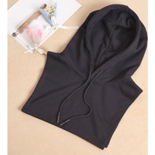 Women Men Detachable Dickey False Fake Collar Solid Color Drawstring Hoodie Half Shirt Blouse Sweater Decorative Vest