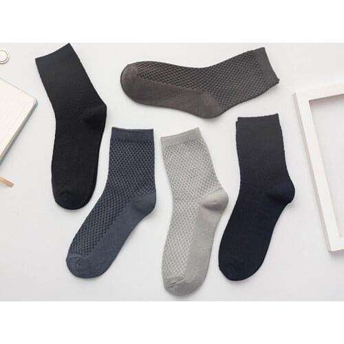 5 pairs High Quality Bamboo Fiber Men Socks Classic Business Breathable Deodorant Socks Summer Winter Casual Men Dress Socks