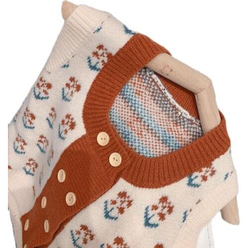Double breasted new girls sweater vest spring and autumn Childrens knitted 2021 P4362