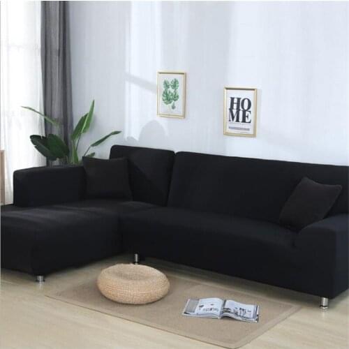Solid color stretch corner living room sofa cover stretch spandex sofa cover chaise longue L shape need to buy 2piece