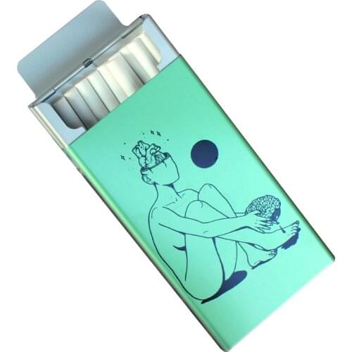 Sexy Girl Stick Figure Creative Designs Smoking Gift Smoking Set Metal Cigarette Box Photo Picture Name Custom Color Printing
