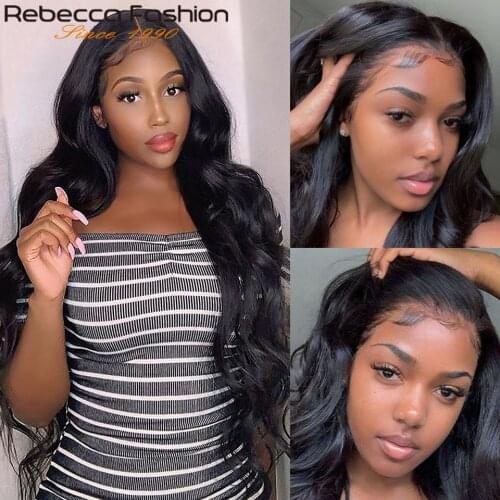 Rebecca Hair Brazilian Loose Wave Lace Front Human Hair Wigs Pre-plucked Lace Frontal 4X4 Closure Loose Wave Wig with Baby Hair