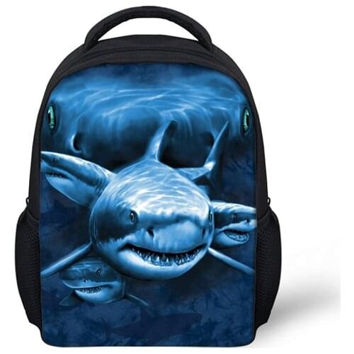 12-inch Mochila Infantil Shark Dolphin Prints Backpack Children School Bags Boys Small Animal Schoolbags Backpacks Kids Girl Bag