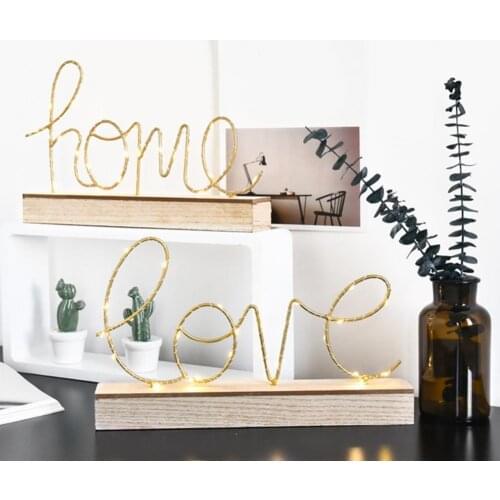 Nordic Style LED Light Wood Base Letter Night Lights Battery Needed Home Sign Luminous English Alphabet Creative Night Lamp