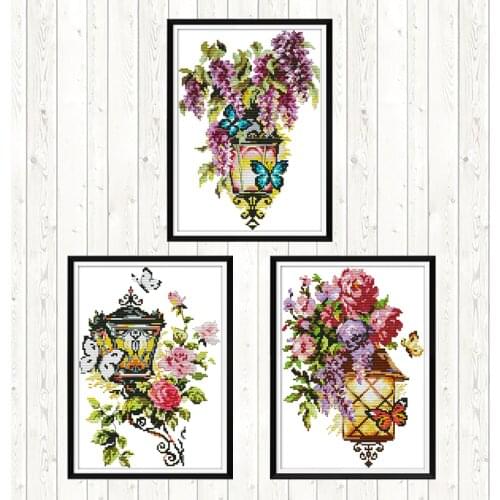 Cross Stitch Flowers Style 14CT DMC Counted Ptinted on Canvas Embroidery Cross Stitch Kits Wall Art Canvas DIY Crafts Needlework