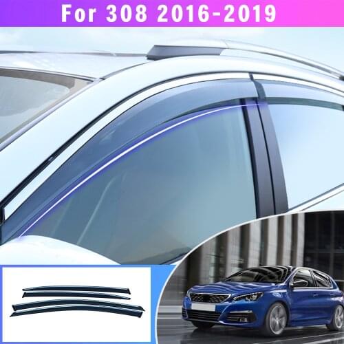 Window Sun Rain Visor Weather Shield Deflector Guard For Peugeot 308 Hatchback 2016-2019 Car Styling Auto Accessories