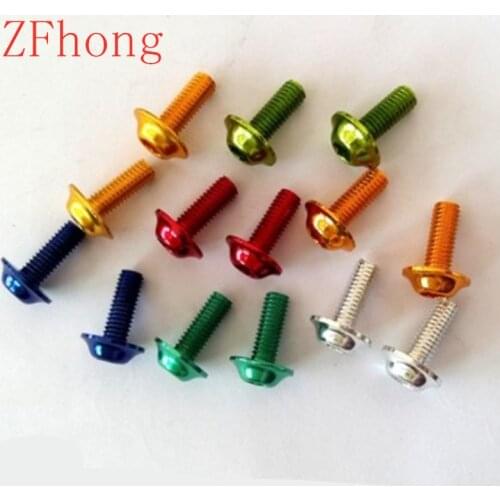 10pcs m5 m6 aluminum colourful Half Round Button Flange Head With Washer Inner Hex Socket Allen Screws Bolt