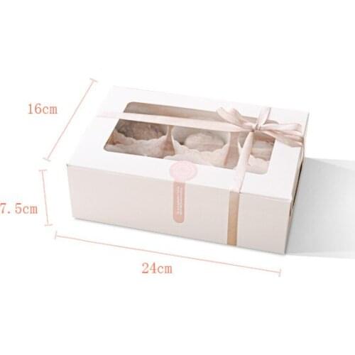 White Six Muffin Box,Kraft paper Six Muffin Box, CUPCAKE cake box with Window 20PCS/LOT