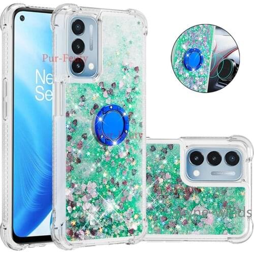 For OnePlus Nord N200 5G quicksand style phone case ring buckle anti-fall back cover for OnePlus NordN200 5G coque fundas casing