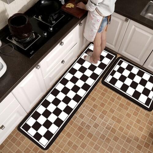 Black/white Geometric lattice Carpet Kitchen Bath Antiskid Mat Home Entrance/Hallway carpets Doormat Wardrobe/Balcony Area Rugs