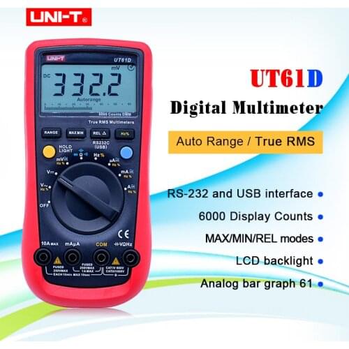 Digital Multimeter UNI-T UT61D True RMS Auto Range 6000 Counts Modern Digital Multimeters ACDC Meter CD Backlight