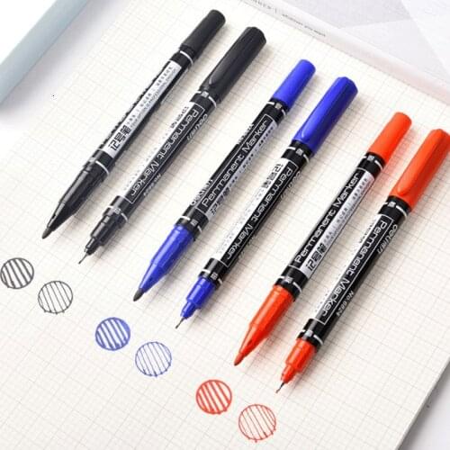 Colored Dual Tip 0.5/1 Mm Fast Dry Permanent Sign Marker Pens For Fabric Metal Quality Fineliner For Drawing