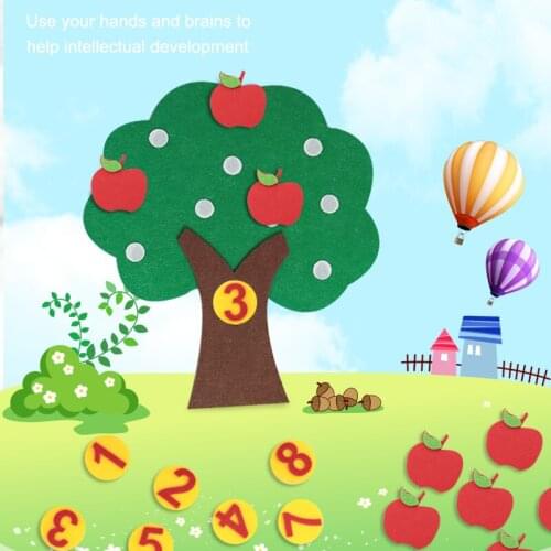 Child Toys Montessori Apple Tree Puzzle 1-10 Handmade DIY Math Toy Creative Tree Match Digital Teaching Birthday Gift For Kid