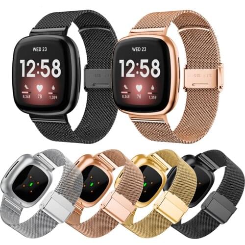 For Fitbit Versa 3 / sense Milanese Stainless Steel Wrist Band SmartWatch Strap Metal Mesh SmartBand Bracelet Accessories Belt