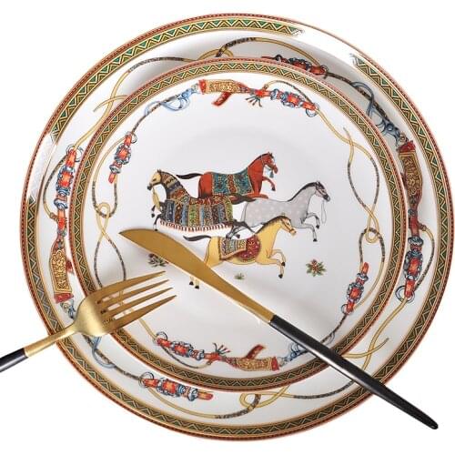 European Bone China Western Dish Plate Beautiful Ceramic Tableware Hotel Decorative Plate For Dessert,Steak,Snack,Wedding Gifts