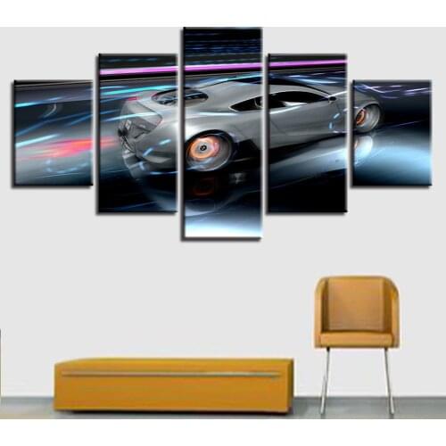 Canvas Art Wall 5 Piece Prints Futuristic Supercar Poster Modular Pictures Home Decor Modern Living Room Decoration Paintings