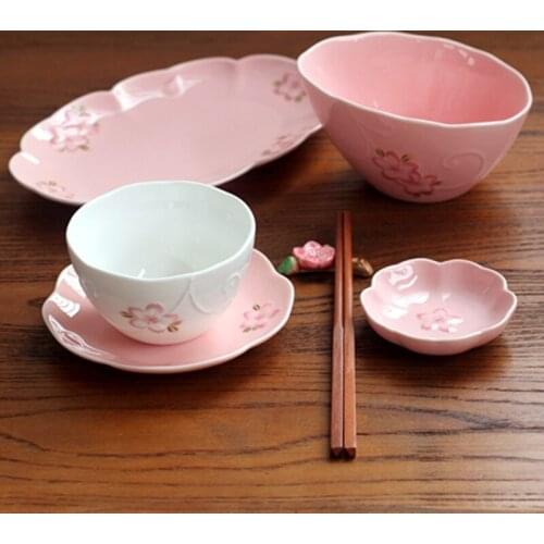 AIMS Cherry Blossom relief ceramic bowl, rice bowl, rice bowl, fruit salad bowl