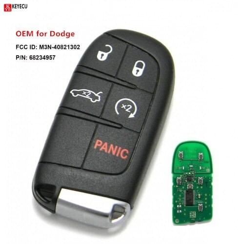 Keyecu OEM Keyless Entry Remote Fob 5 Button Smart Proximity Key for Dodge Challenger Charger FCC ID: M3N-40821302 P/N: 68234957