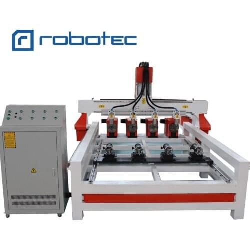 China High Ffficiency 3D Wood Rotary Lathe Carving Machine / 4 Axis Rotary Multi Head CNC Router For Desk Chair