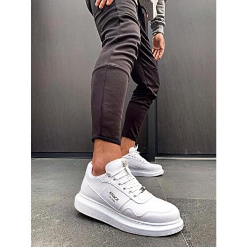 Knack High Base Daily Shoes White Color Walking Shoes Male Non-Leather Casual Original Brand Stylish Shoes 040