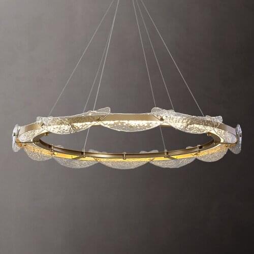 Postmodern Nordic Light Luxury All Copper Living Room Ring Chandelier Simple American Creative Dining Room Lamp