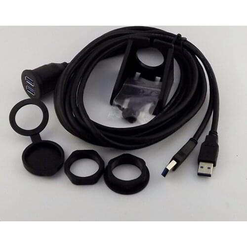 10pcs 1M/2M Car Dashboard Flush Mount Dual USB 3.0 Socket Extension Lead Panel Cable Kit