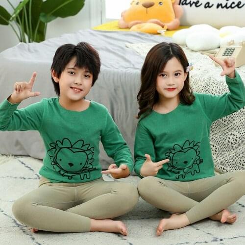 Childrens Clothing Sets for Toddler Girls 2 4 6 8 10 12Years Velvet Thermal Underwear Baby Boys Pajamas Suit Kids Lion Pyjamas