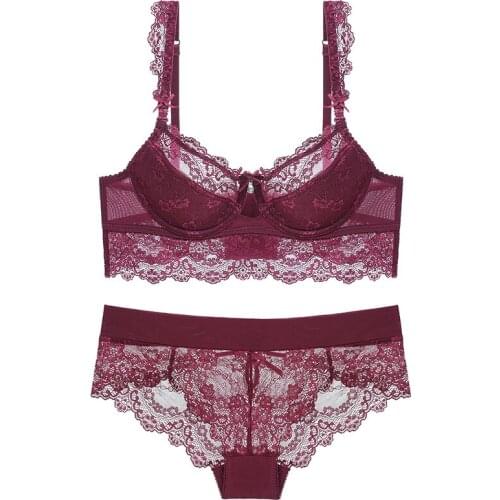 Lace Bra Sets Underwear Panty Set Ladies Underwear Sexy Womens Underwear Thin Cotton Transparent Lace Ladies Underwear Bra Set