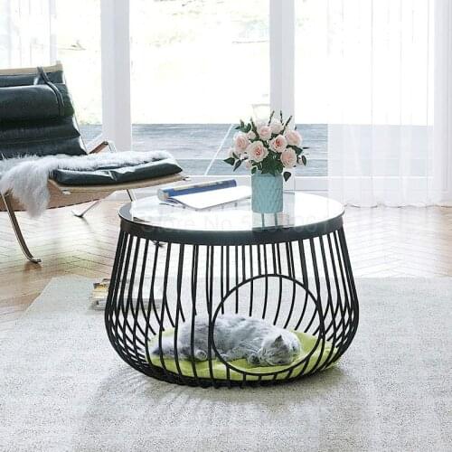 Cat sharing coffee table Nordic creative wrought iron living room modern cat litter pet small cat coffee table cat litter
