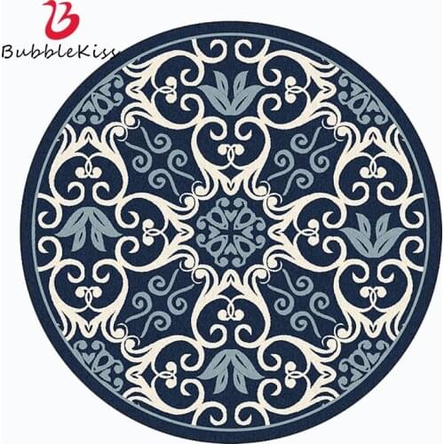 Bubble Kiss Round Carpet Blue Printed Pattern Rug And Carpets For Living Room Classical Style Home Area Rugs Coffee Tables Decor