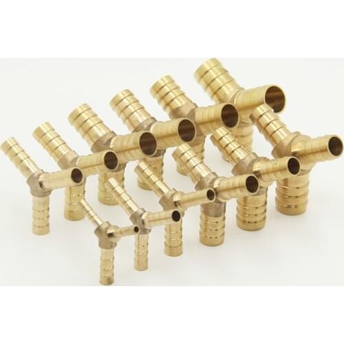 Brass Barb Pipe Fitting tee joint connector For 4mm 5mm 6mm 8mm 10mm 12mm 16mm 19mm hose copper Pagoda Water Tube Fittings