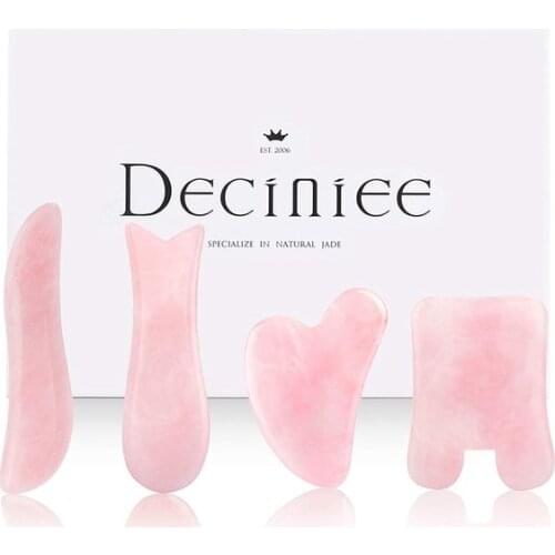 4pcs Deciniee Gua Sha Set Gift Box Face Skin Care Tools Jade Scarper Rose Quartz Guasha Scraping Massage Anti Wrinkle Face Lift