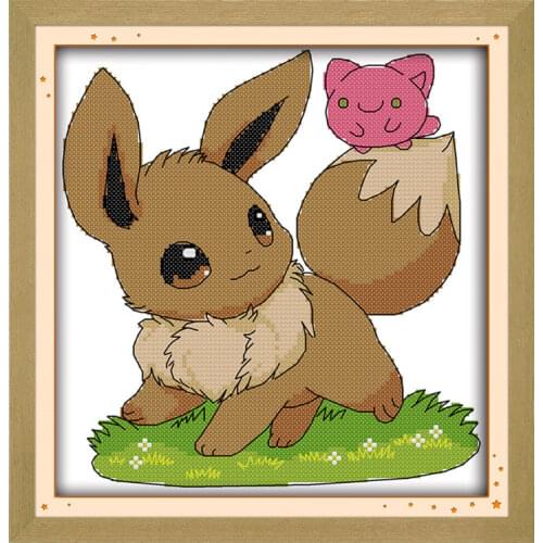 The little fox cross stitch kit cartoon 14ct 11ct pre print stamped fabric canvas stitching embroidery DIY handmade needlework