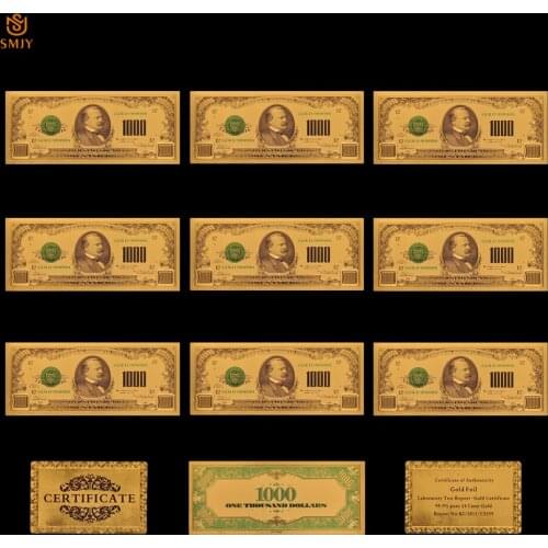 New Product 2018 US 1000 Dollar Money Gift in 24k Gold Foil Banknote Replica Currency Paper Home Office Ornament Collections