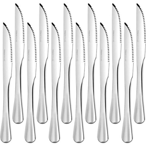 Steak Knives, Heavy-Duty Stainless Steel Steak Knife Set Of 12 For Chefs Commercial Kitchen Great For Bbq Weddings Dinners Parti