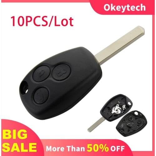 OkeyTech 10PCS/Lot Car Remote Key Shell for Renault Logan Sandero Clio Fluence Vivaro Master Traffic 3 Buttons Replacement Fob