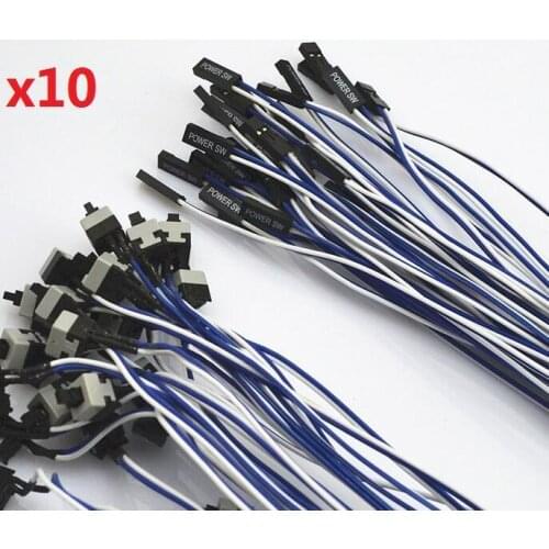 Wholesale bundle 10x Power Cable and Button Switch for PC Replacement On Off Switch Reset 10pcs