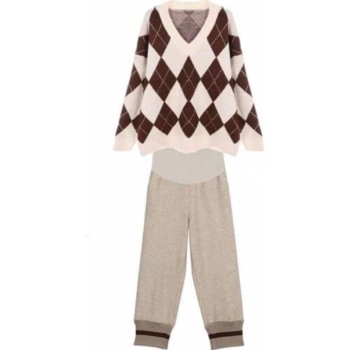 Autumn And Winter New Style Fashion Autumn Loose-Fit Set Pregnant WOMENS Autumn Top Net Red-Pregnant WOMENS Two-Piece