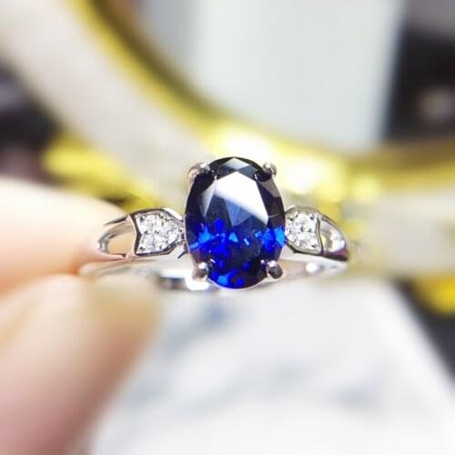 Natural real blue topaz oval simple ring Per jewelry Free shipping 6*8mm 1.6ct gemstone 925 sterling silver Fine jewelry T27297