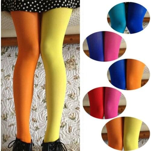 Candy Color Mixed Girls Velvet Tights Patchwork Baby Girl Stretch Trouser Skinny Pants Kids Dance Tights Pantyhose Stocking W3