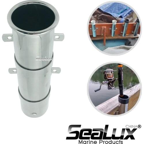 Sealux Marine grade Stainless steel adjustable rod holder with fixing ring Removble Clamp Fishing Rod Holder Tube Deck Mount Ya