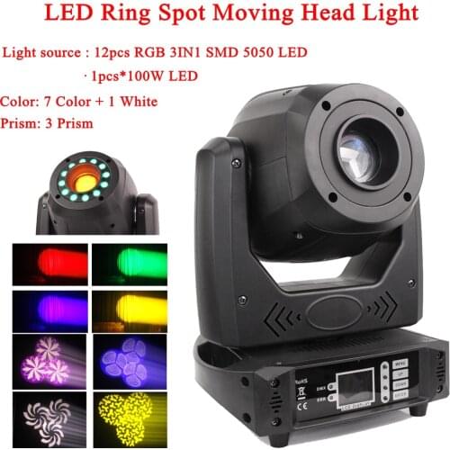 LED Spot 200W LED Moving Head Light With LED Ring DMX512 3 Prism High Brightness LED Disco DJ Party Wedding Christmas Light