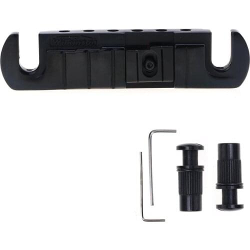 Wilkinson GTB Adjustable Intonated Wraparound Bridge Tailpiece for Les Paul Style Electric Guitar, Black